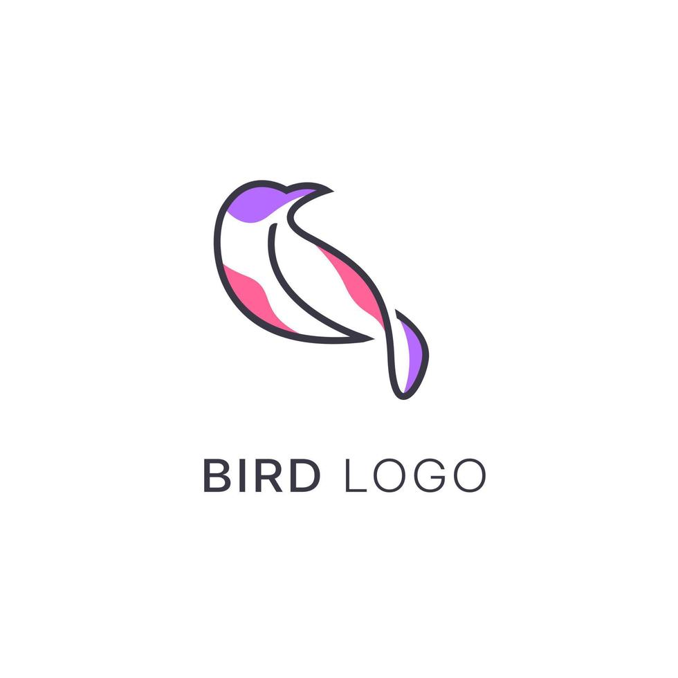 minimaliste monoline ligne art oiseau logo conception vecteur, vecteur ligne art de abstrait coloré colibri, contour oiseau logo conception