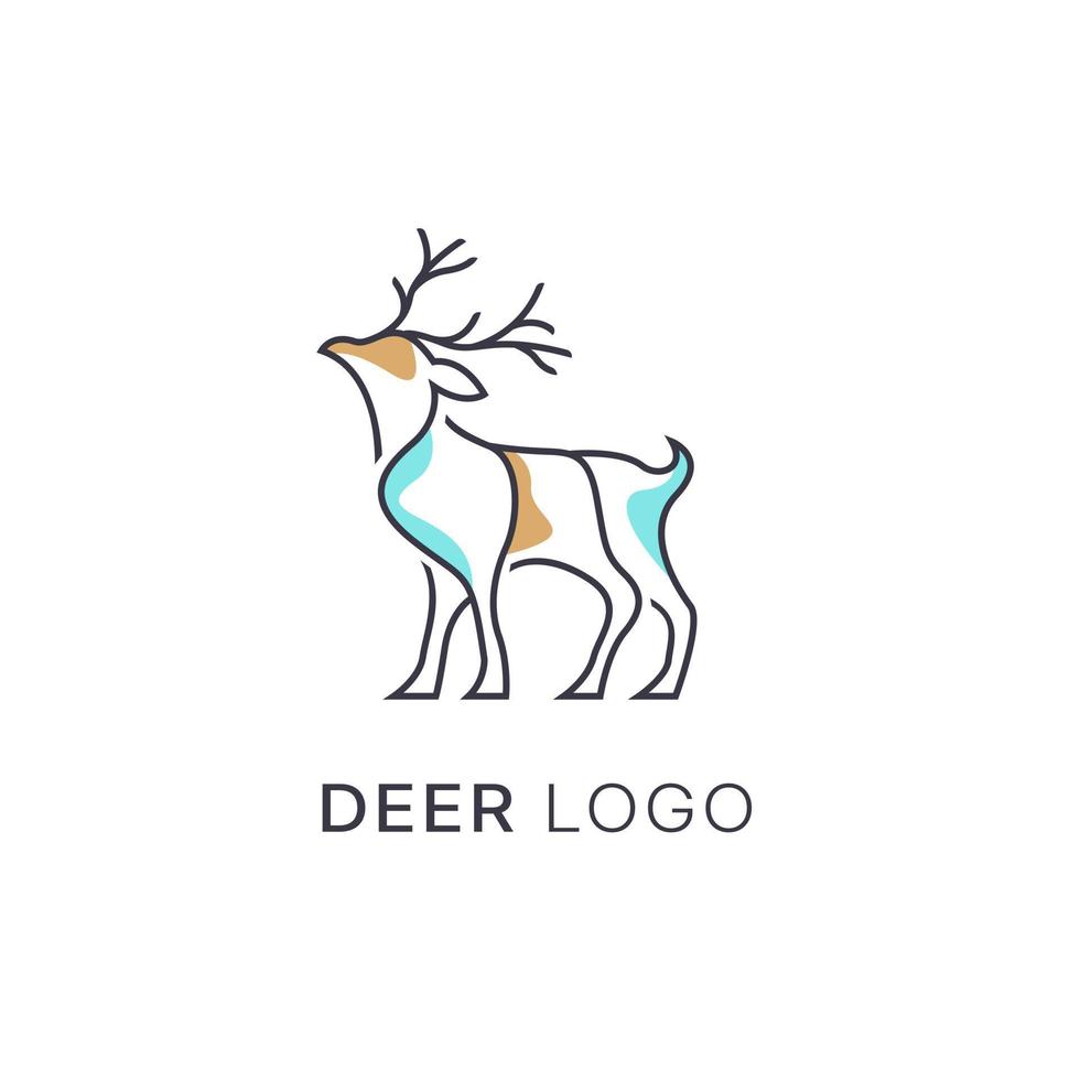contour cerf ligne art logo vecteur icône, Facile minimaliste monoline cerf logo conception