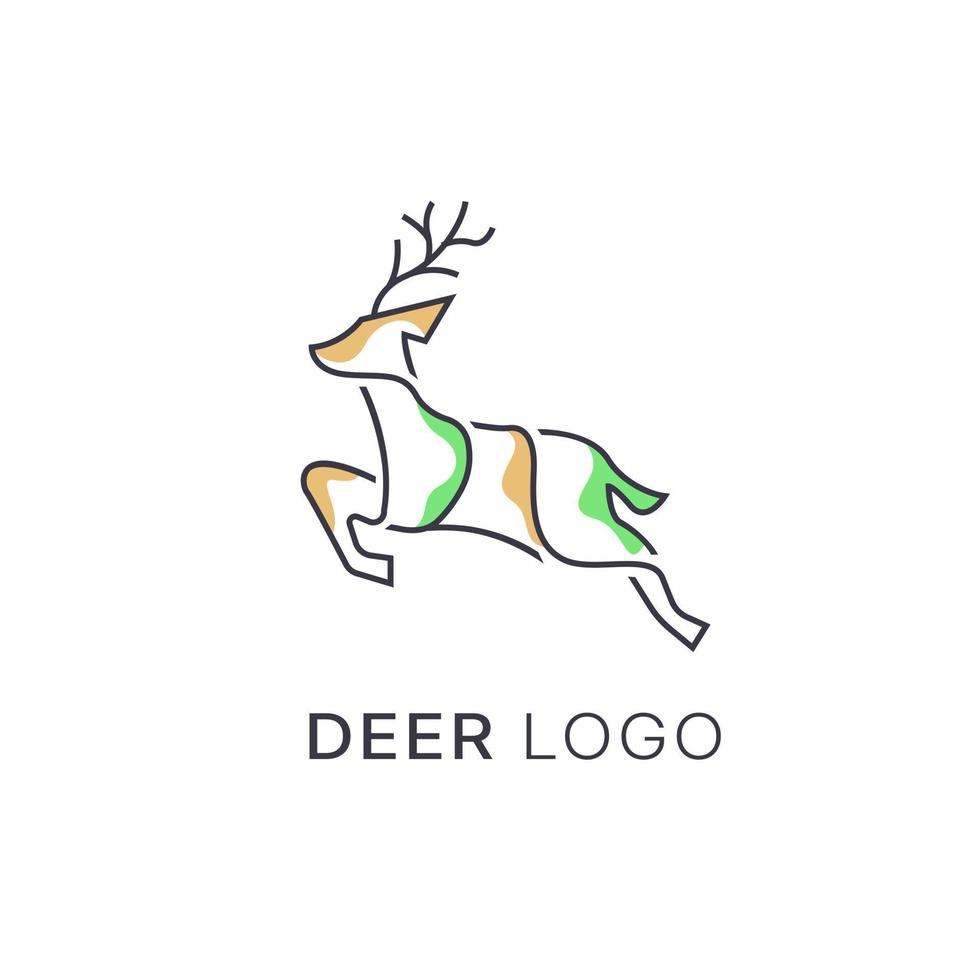 contour cerf ligne art logo vecteur icône, Facile minimaliste monoline cerf logo conception