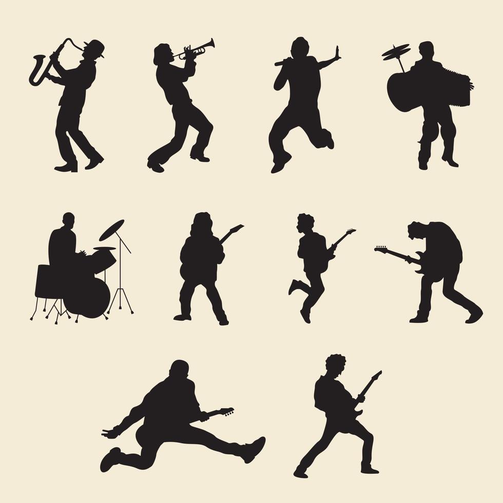 les musiciens vecteur silhouettes