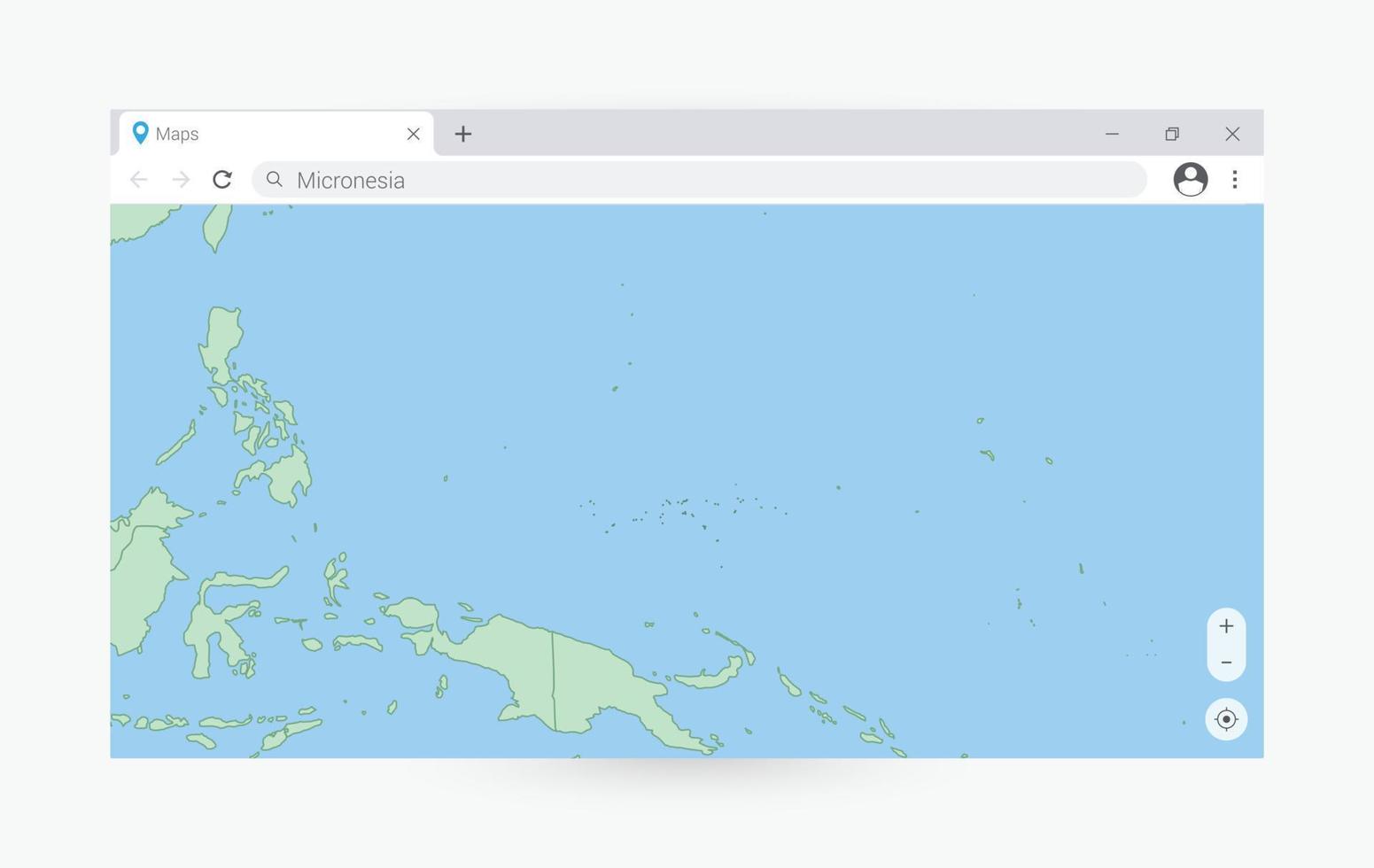 navigateur fenêtre avec carte de micronésie, recherche micronésie dans l'Internet. vecteur