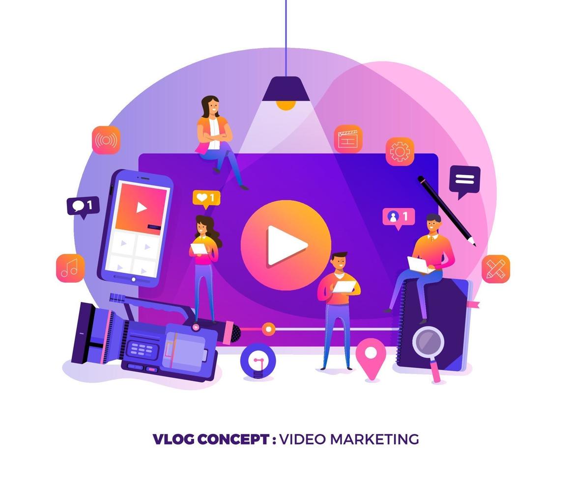 marketing vidéo vlog vecteur