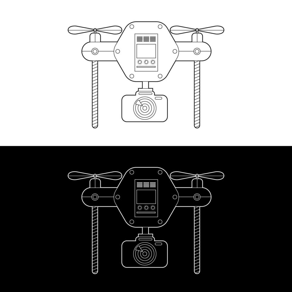 drone dans le style de contour noir et blanc vecteur