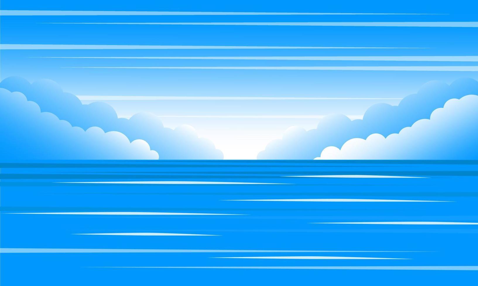 bleu ciel avec des nuages et le mer dans le Contexte. vecteur paysage illustration.