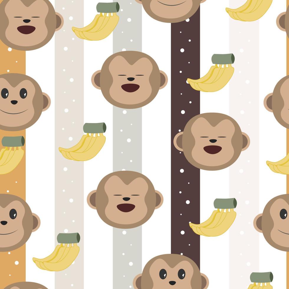 singe visages avec bananes sur le Haut de eux. vecteur