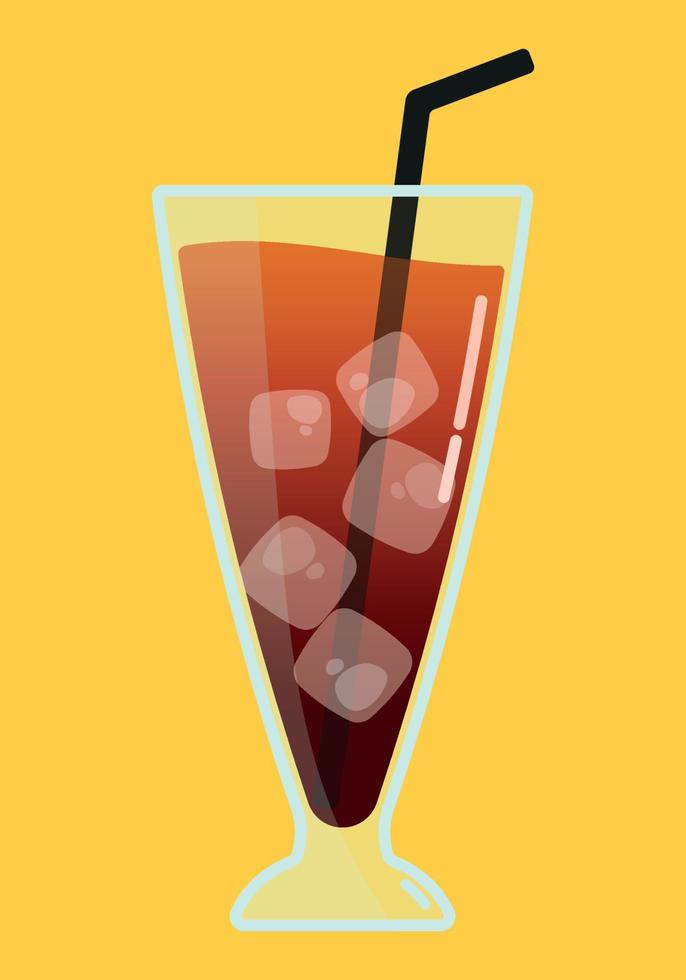 glacé thé cocktail icône avec paille isolé vecteur illustration