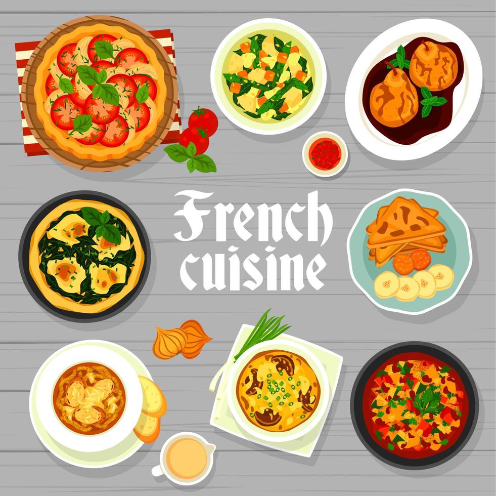 français cuisine repas menu couverture vecteur page