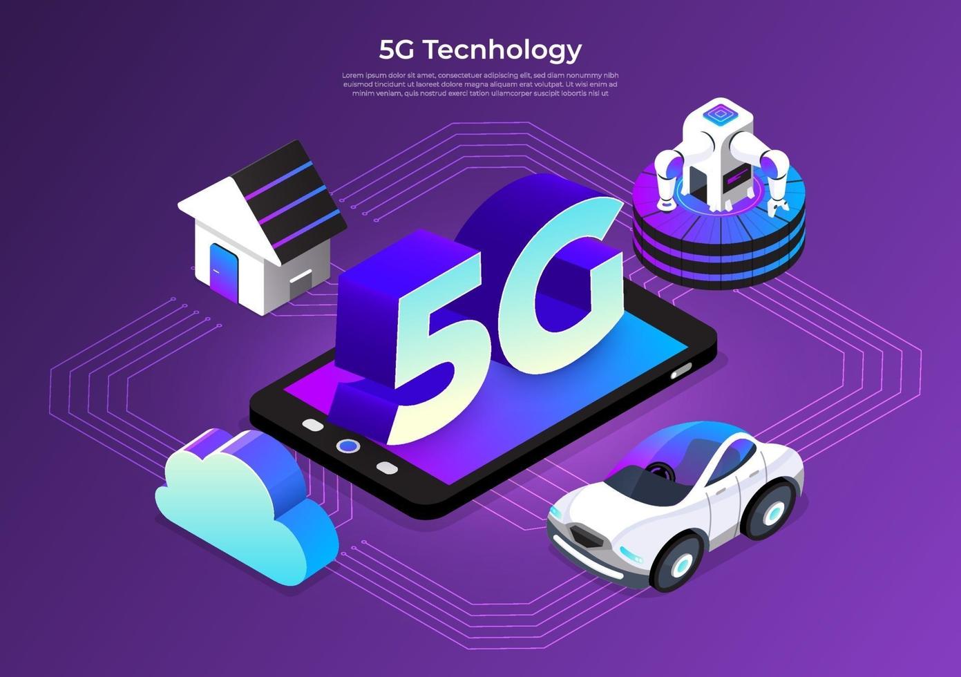 technologie 5g moderne vecteur