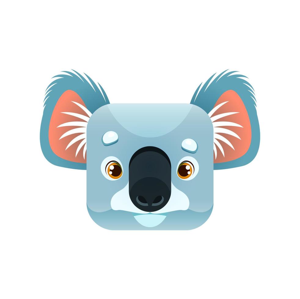 dessin animé koala kawaii carré animal affronter, icône vecteur