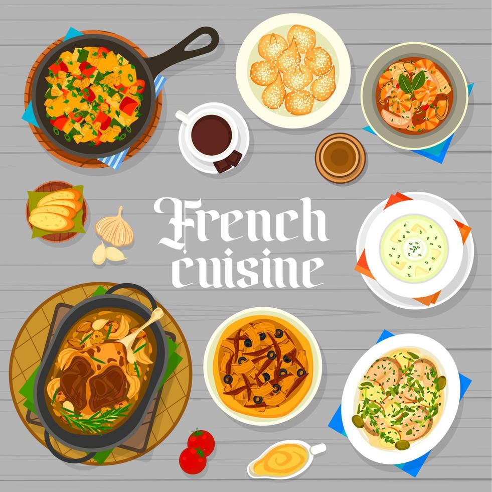 français cuisine nourriture menu couverture conception modèle vecteur