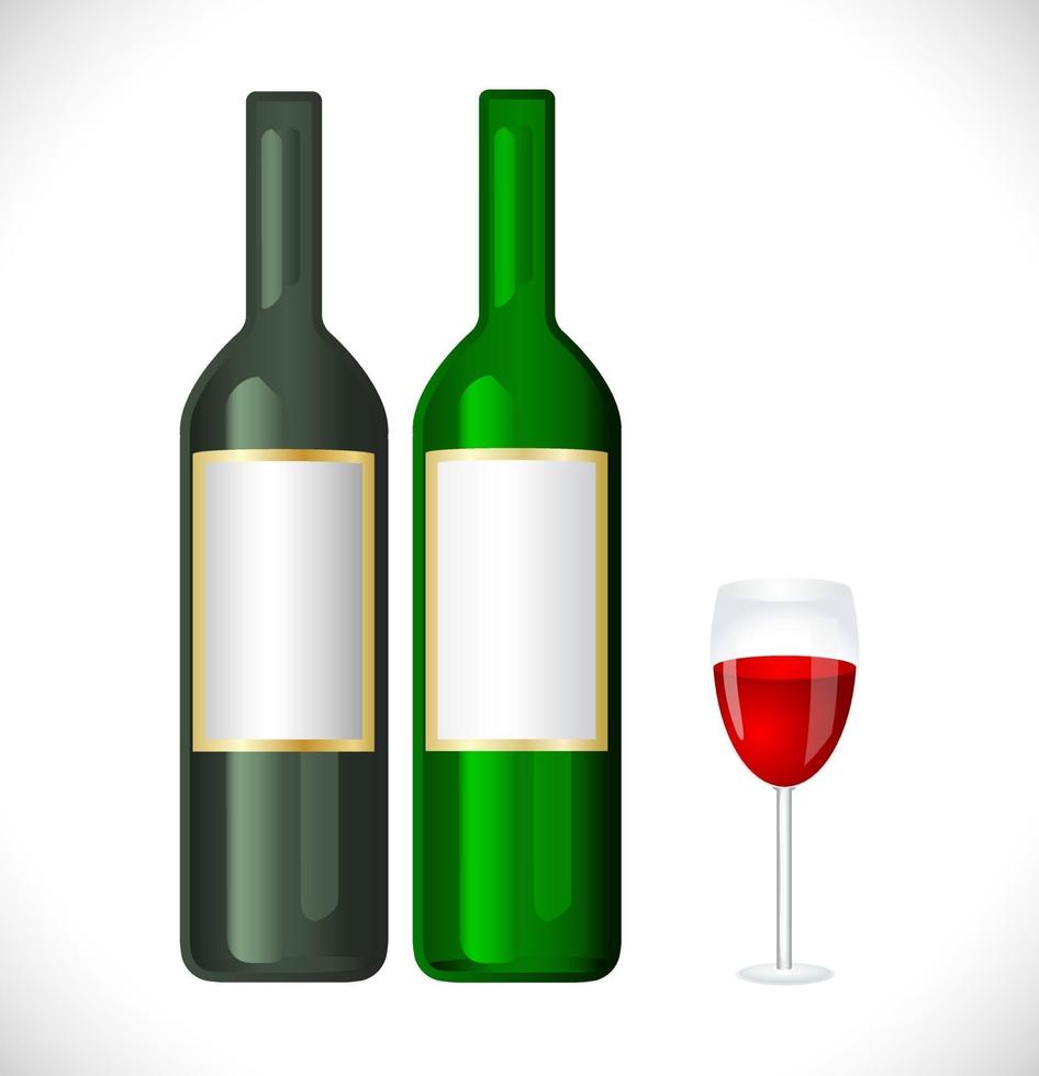bouteille de vin avec icône en verre vecteur