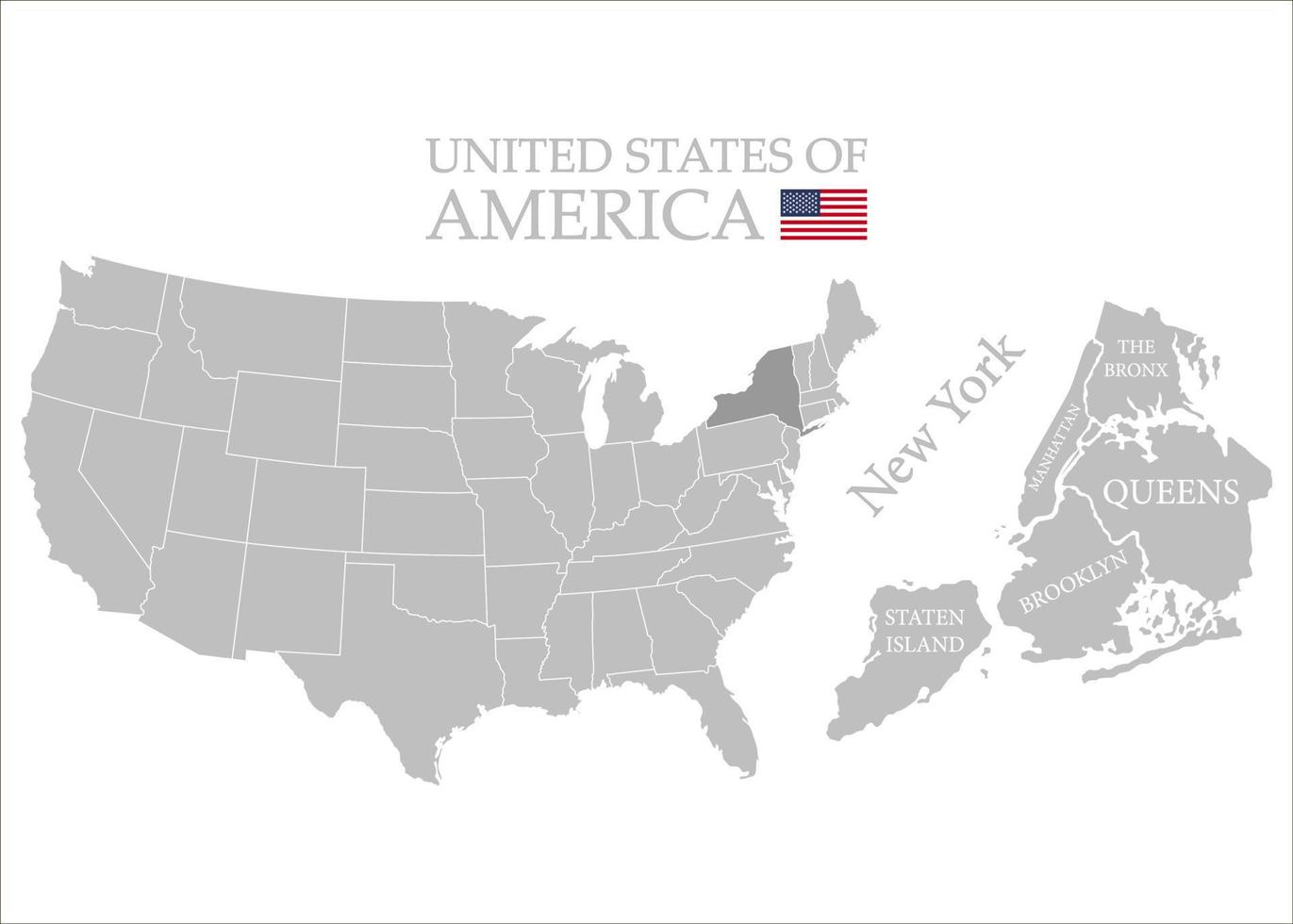 États de Amérique territoire sur blanc Contexte. séparé État. Nouveau york État. séparé arrondissements. vecteur illustration