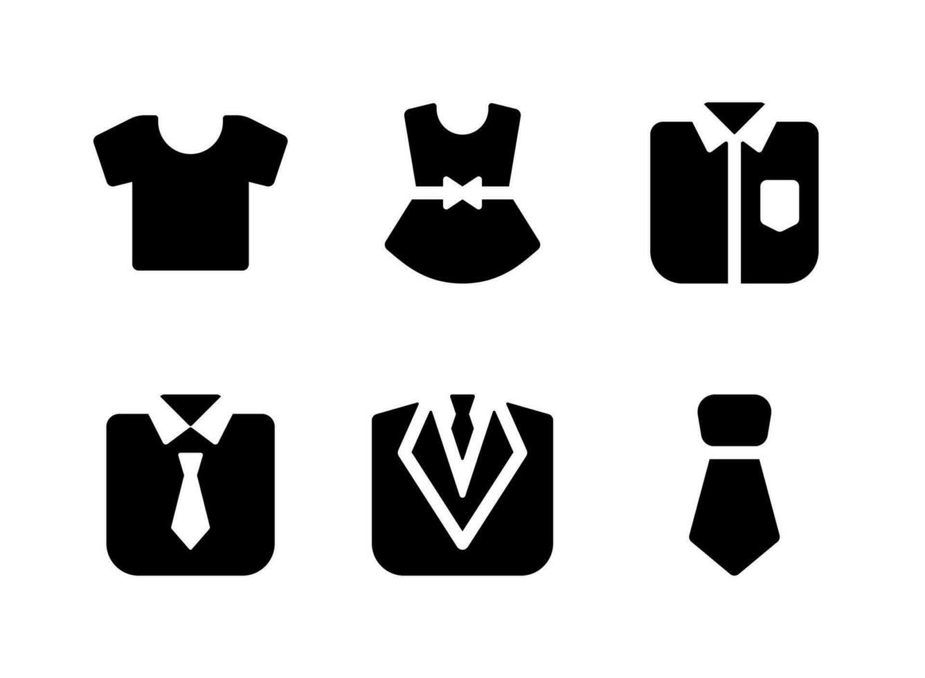 ensemble simple d'icônes solides vectorielles liées aux vêtements vecteur