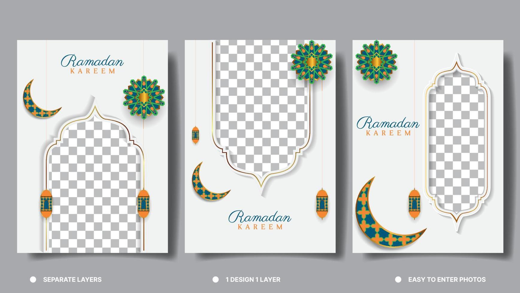 ensemble de islamique affiche conception pour Ramadan Karim. eid Moubarak, eid al fitr, eid al adha, Mouharam islamique Nouveau année, etc. vecteur