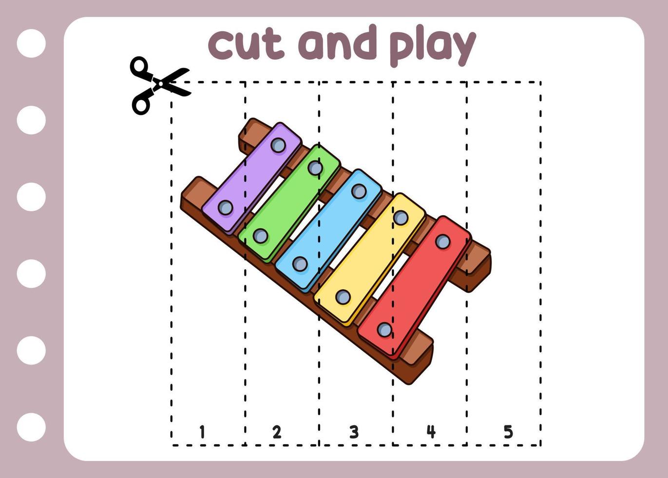 Couper et jouer xylophone pour des gamins vecteur