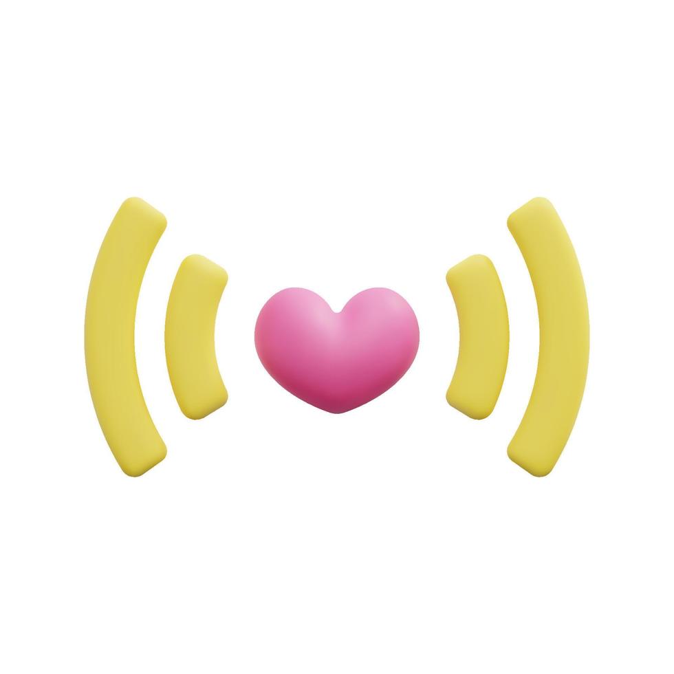 3d cœur avec signal Wifi icône vecteur. isolé sur blanc Contexte. 3d cœur, l'amour et Valentin concept. dessin animé minimal style. 3d cœur icône vecteur rendre illustration.