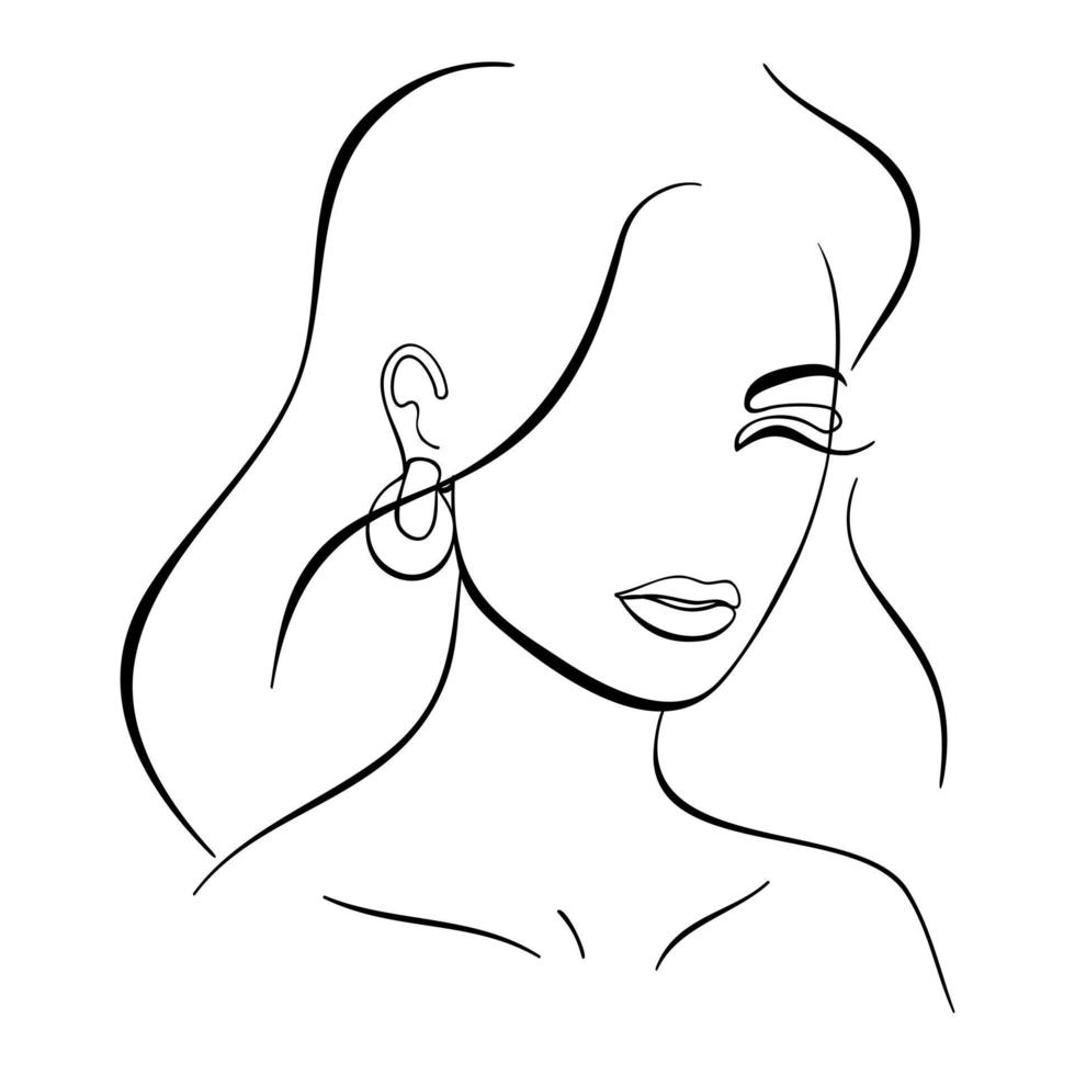 branché mode lineart portrait de une femme vecteur