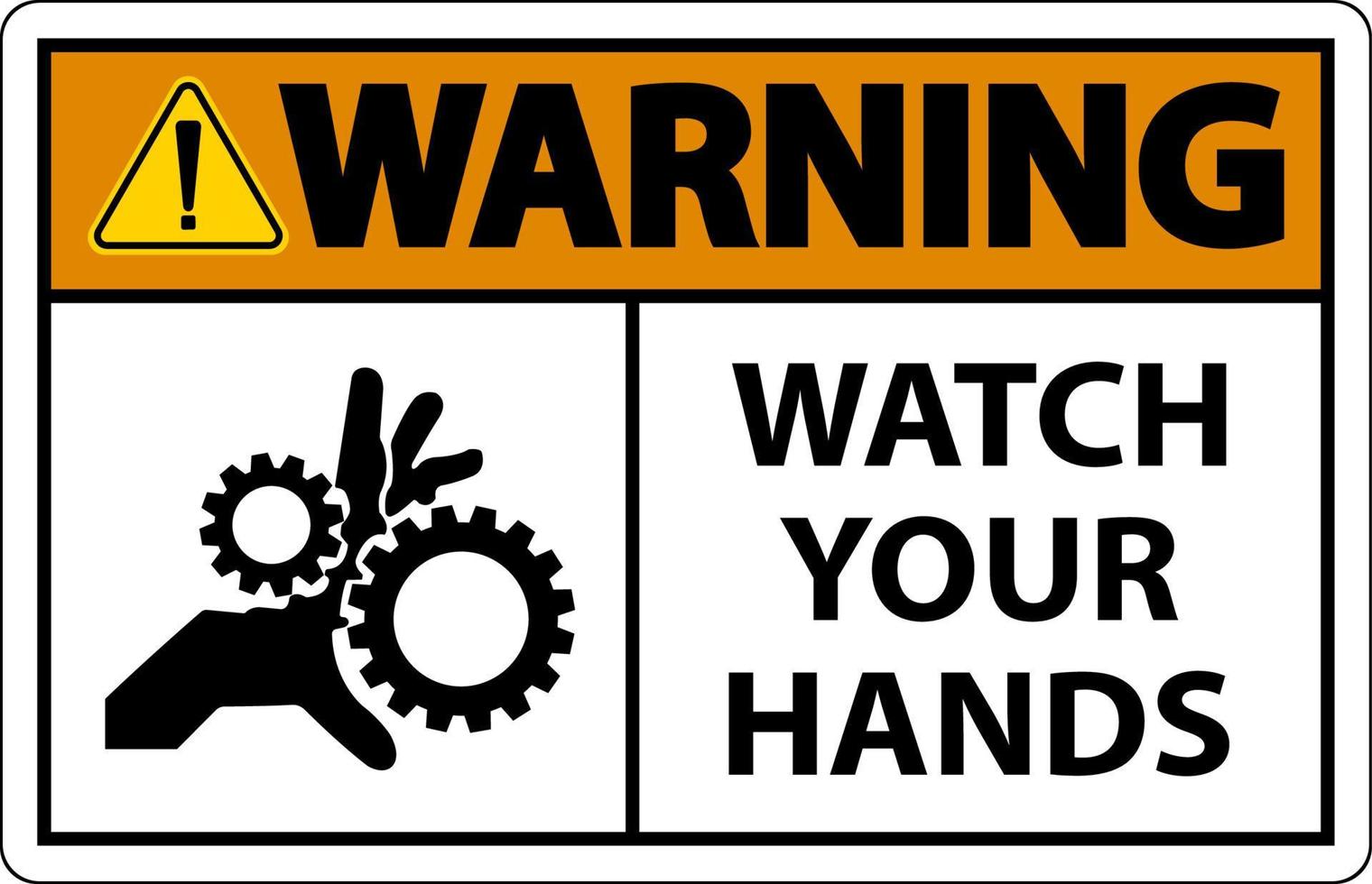 avertissement signe regarder votre mains et les doigts vecteur
