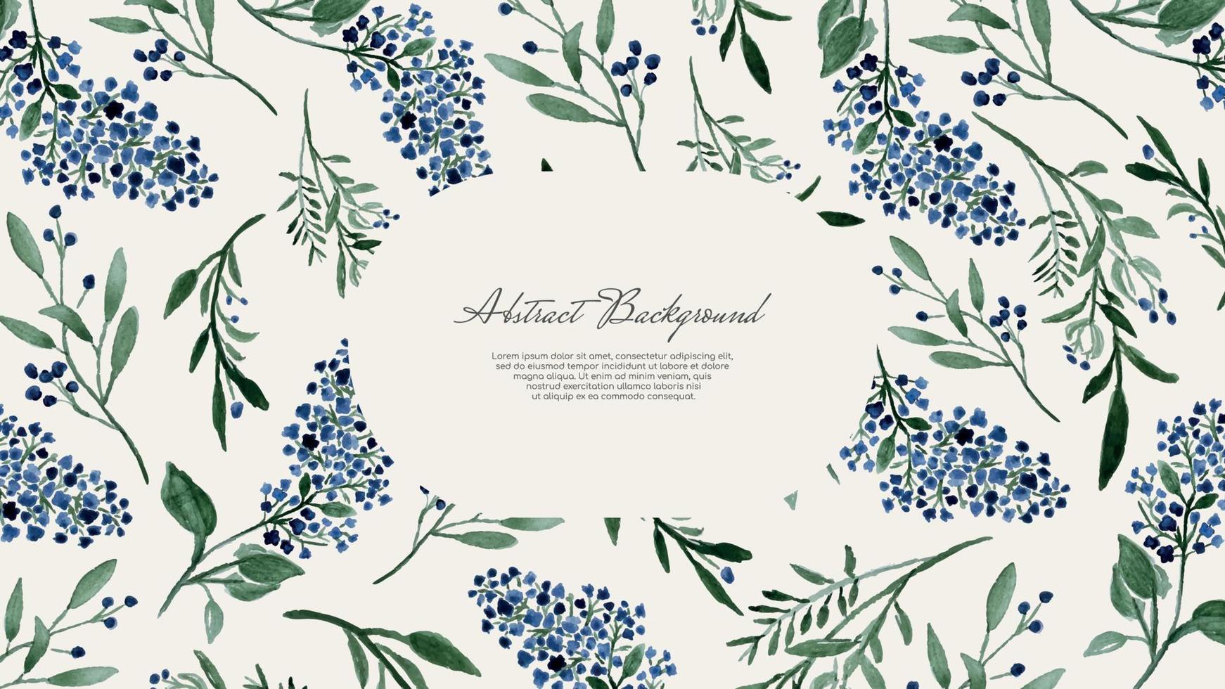 abstrait horizontal Contexte avec aquarelle bleu fleurs et branches dans rustique et ancien style. vecteur