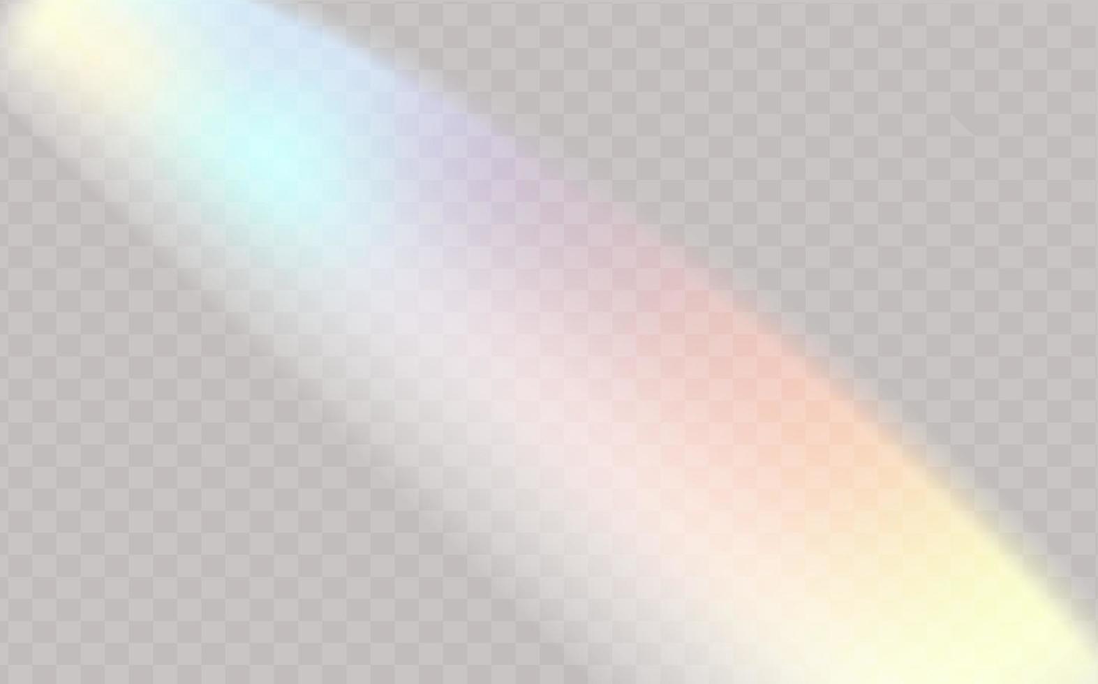 une ensemble de coloré vecteur lentille, cristal arc en ciel lumière et éclater transparent superposition d'effets pour arrière-plans.triangulaire prisme concept.