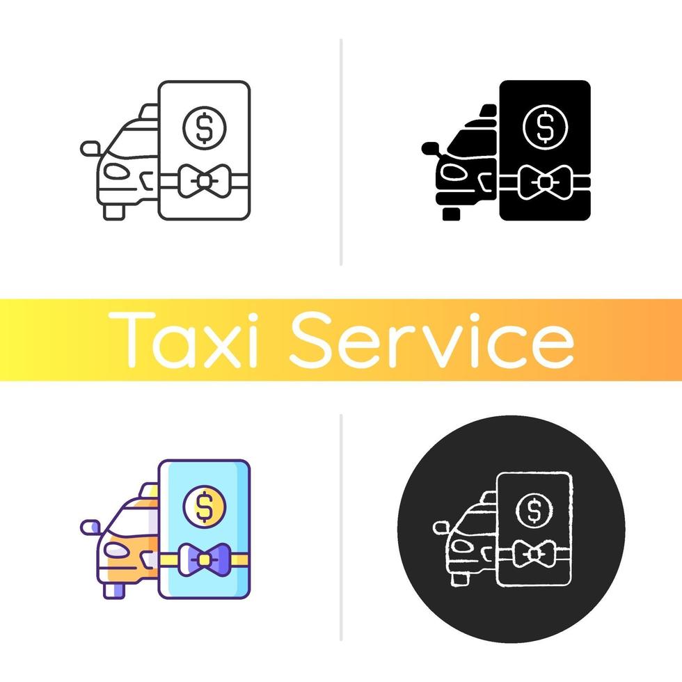 icône de carte-cadeau de taxi vecteur