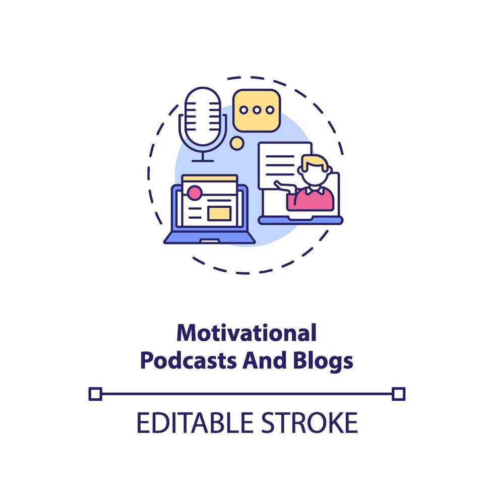 icône de concept de podcasts et de blogs de motivation vecteur
