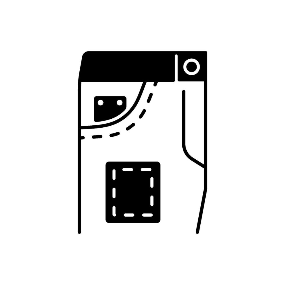 icône linéaire noire de réparation de denim vecteur