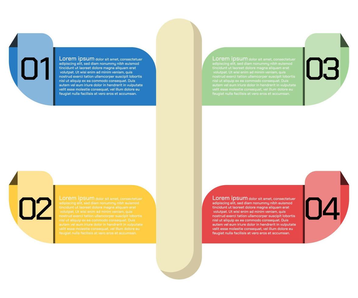 modèle infographique pour la présentation des informations commerciales. éléments vectoriels carrés et géométriques.signpost diagrammes de flux de travail modernes. rapport plan 4 sujets vecteur