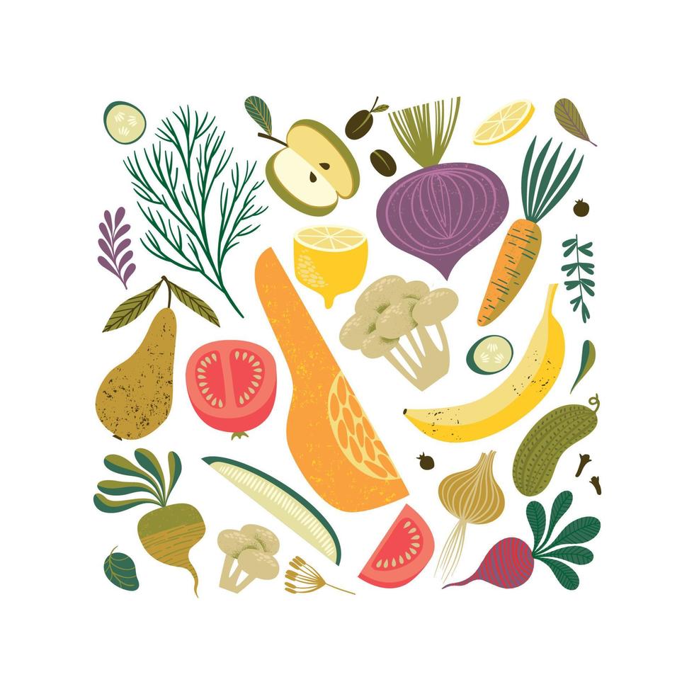 vecteur illustration de des fruits et des légumes. en bonne santé aliments. isolé conception