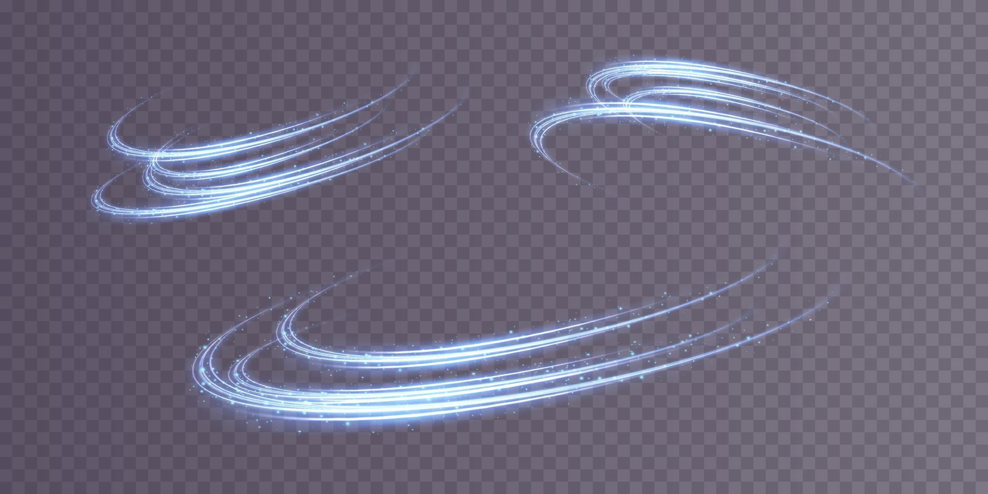 la magie bleu des étincelles sur une foncé Contexte. mystique la vitesse rayures, briller effet. éclat de cosmique des rayons. néon lignes de la vitesse et vite vent. lueur effet, puissant énergie. vecteur