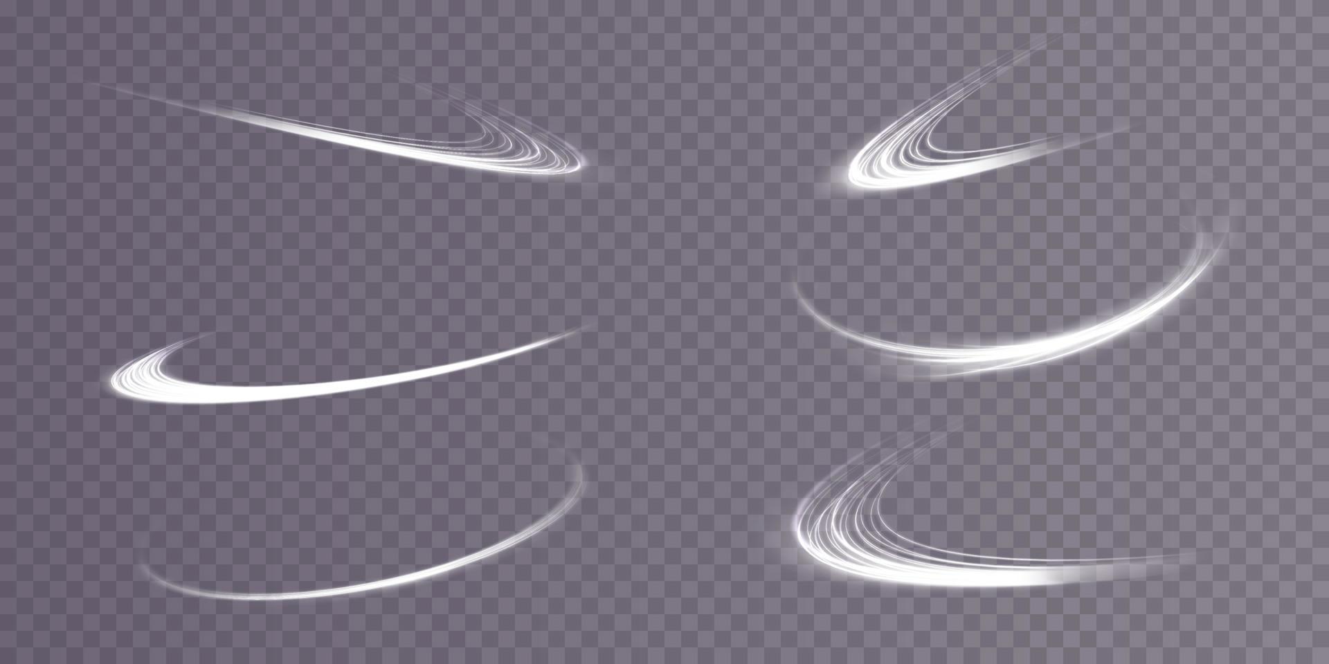 abstrait lumière lignes de mouvement et la vitesse avec blanc Couleur brille. lumière tous les jours embrasé effet. semi-circulaire vague, lumière Piste courbe tourbillon vecteur