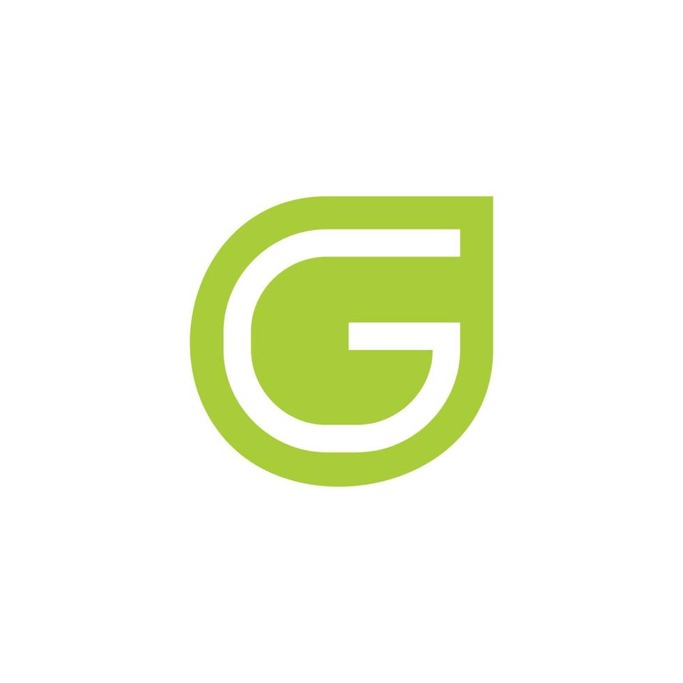 lettre g vert feuille contour logo vecteur