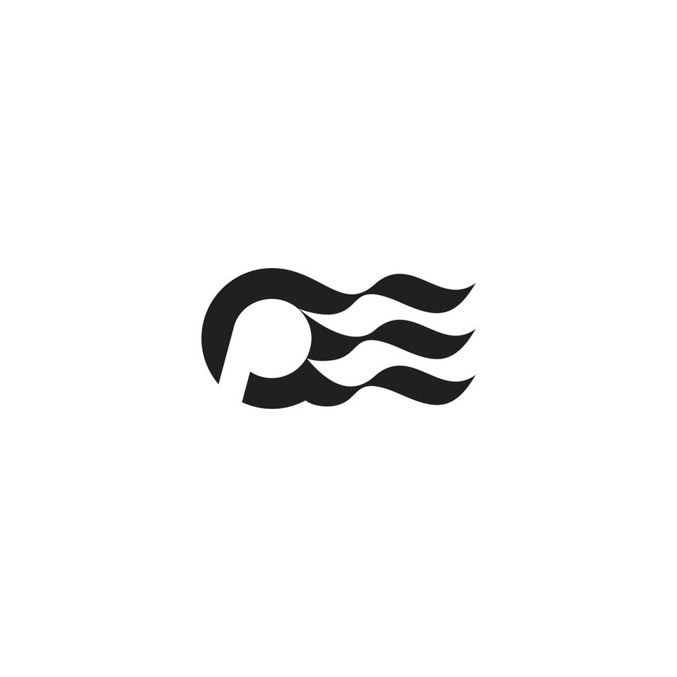 lettre p mouvement courbes cheveux objet logo vecteur