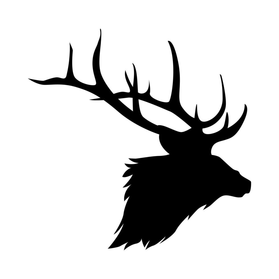 silhouette de wapiti diriger. cerf, élan. animal, sauvage, chasse concept. adapté pour affiche, autocollant, imprimer, la toile, et plus. vecteur illustration.