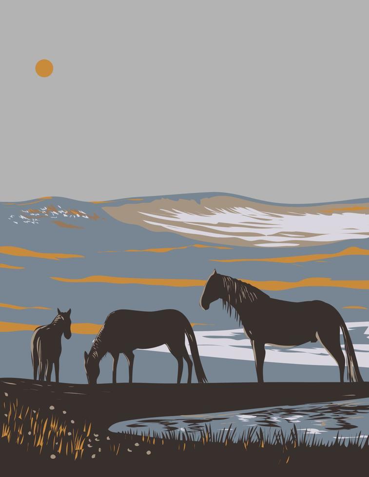 les chevaux à zibeline île réserve sud-est de halifax nova l'écosse Canada wpa affiche art vecteur