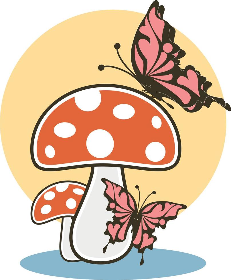 champignon et papillon vecteur image des illustrations