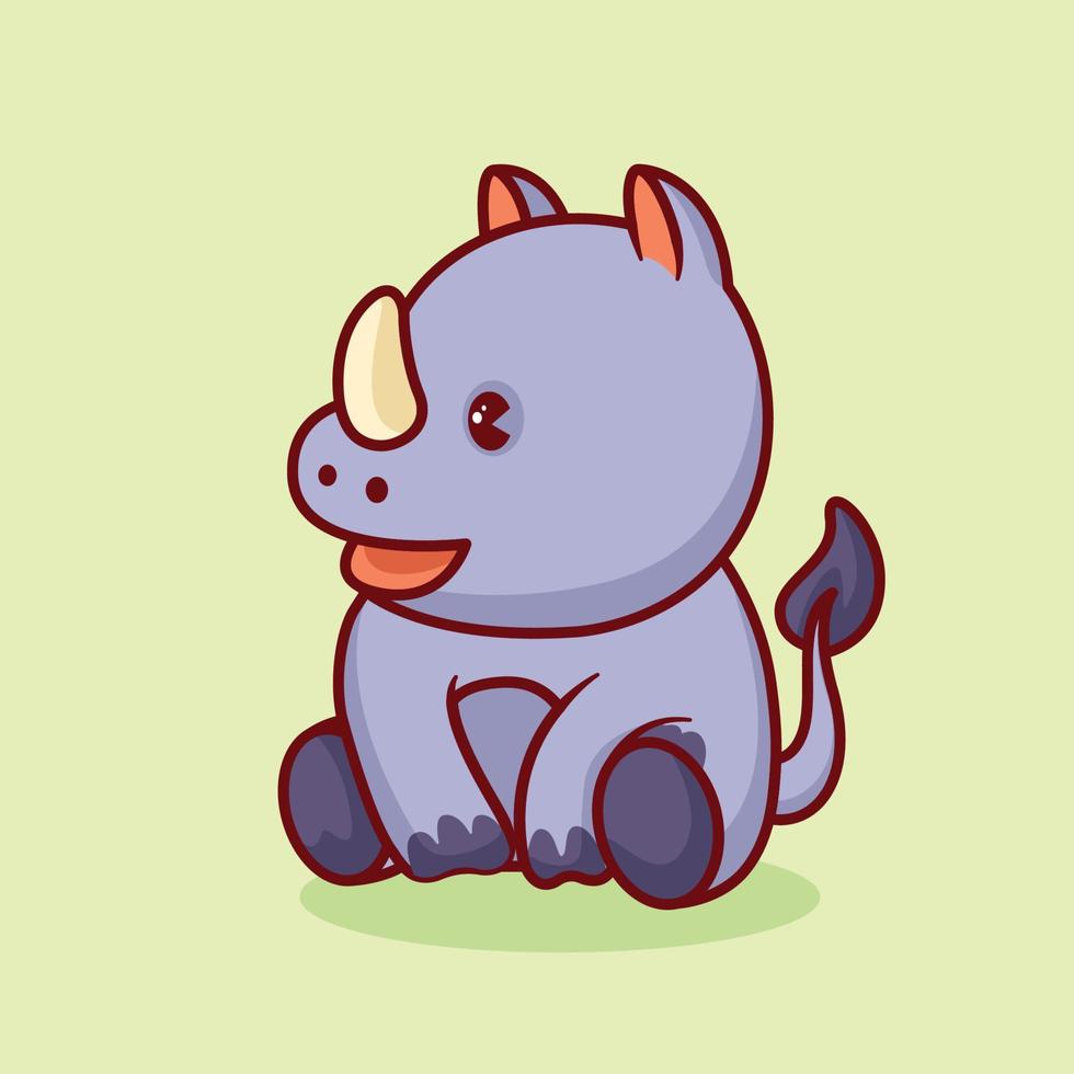 Couper rhinocéros dessin animé vecteur ico illustration