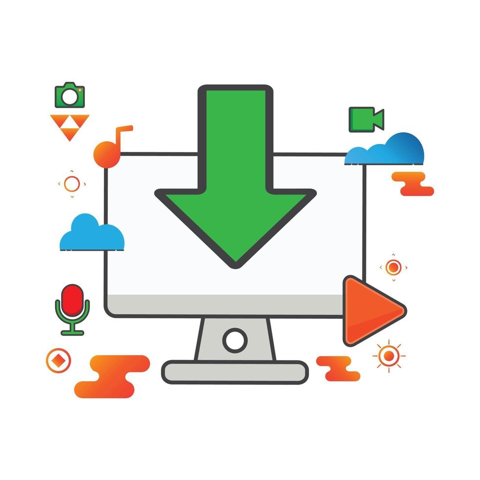 télécharger l'illustration. illustration de l'ordinateur. illustration vectorielle plane. peut utiliser pour, élément de conception d'icône, interface utilisateur, web, application mobile. vecteur