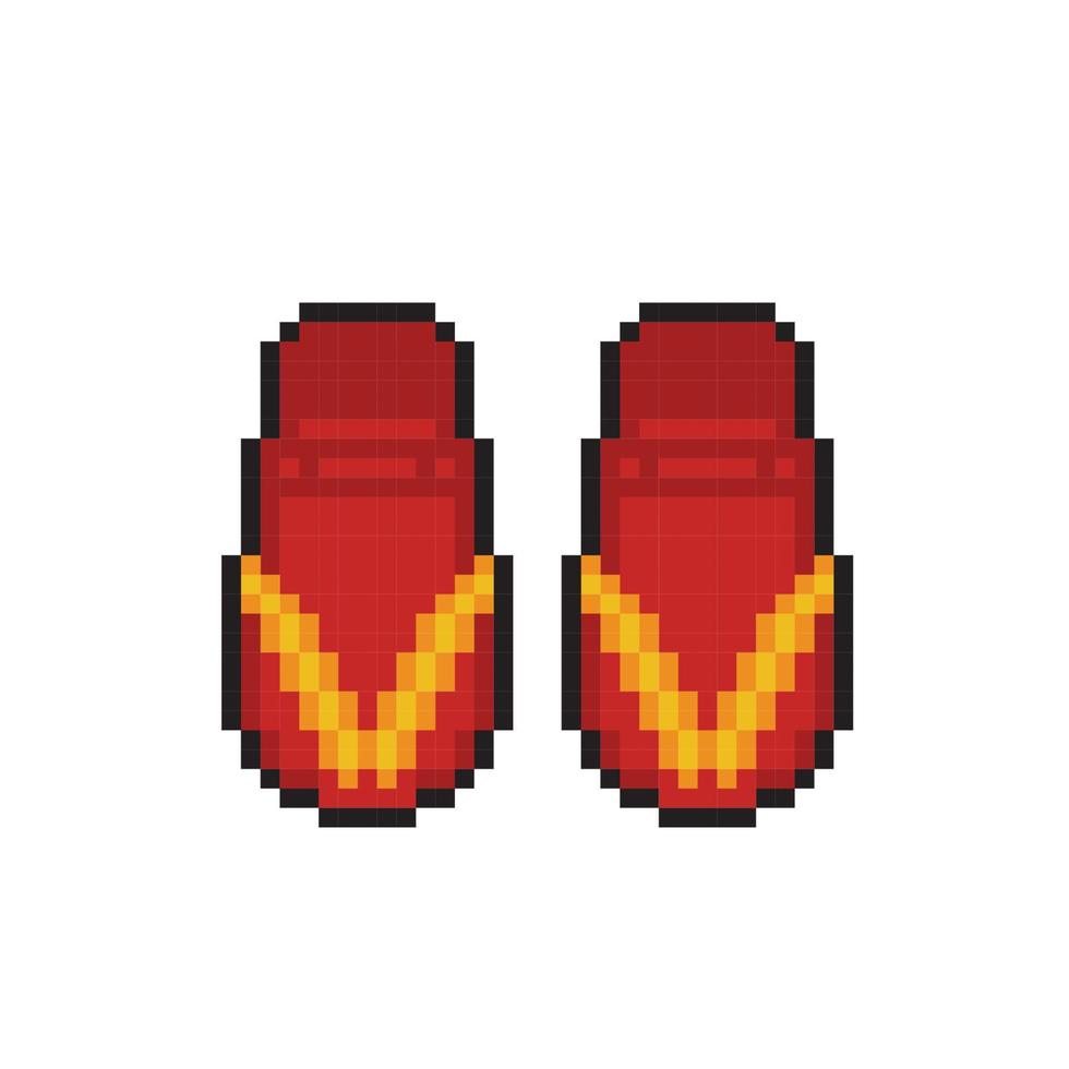 rouge sandale dans pixel art style vecteur