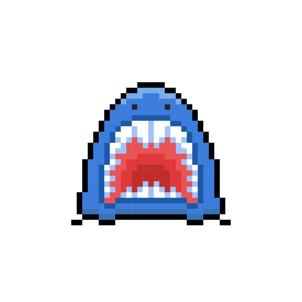 requin mâchoires dans pixel art style vecteur