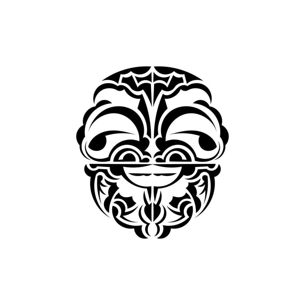 ornemental visages. maori tribal motifs. adapté pour impressions. isolé. noir ornement, vecteur illustration.