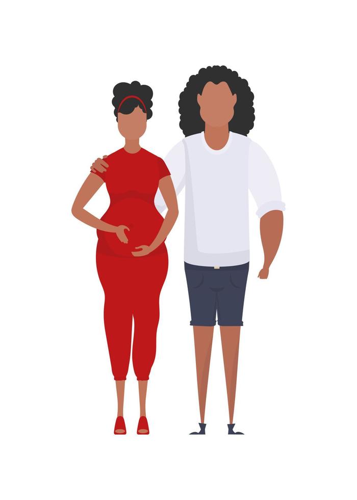 le homme et le Enceinte femme sont représenté dans plein croissance. isolé. content grossesse concept. vecteur illustration.