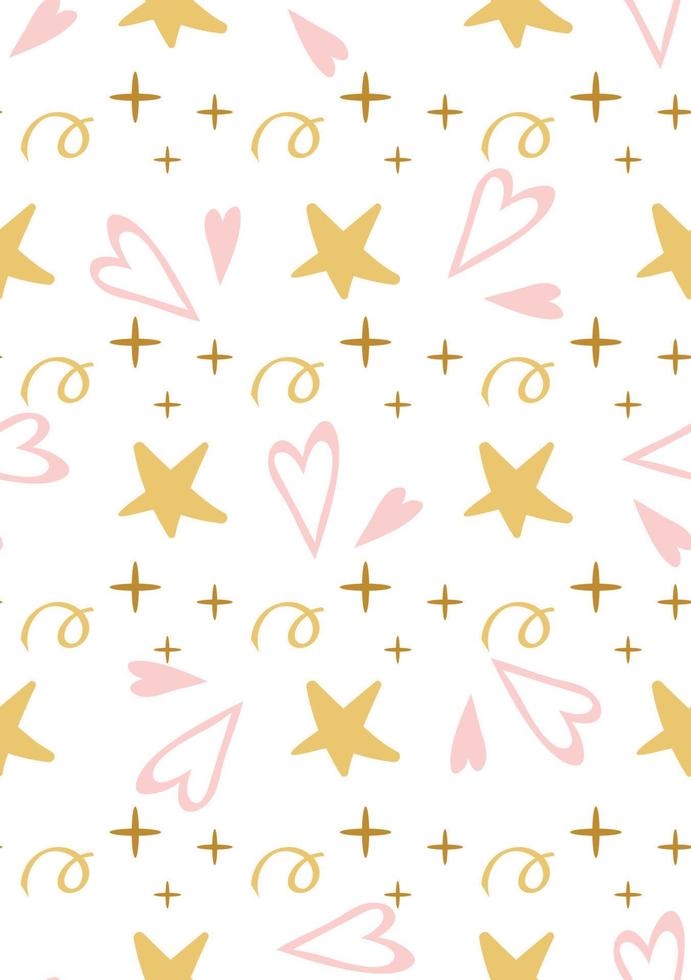 mignonne bébé Jaune étoile rose cœurs sans couture modèle fille ou les mères impression Princesse rose Contexte pour anniversaire carte, en tissu ou fond d'écran, bébé douche invitation modèle vecteur répété illustration.