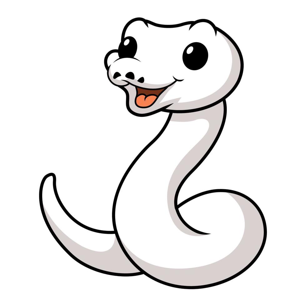 mignonne blanc leucistique Balle python serpent dessin animé vecteur