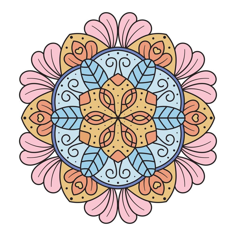 vecteur main tiré griffonnage mandala. coloration mandala. blanc contour floral mandala pour henné, Mehndi, tatouage, et décoration. vecteur illustration.