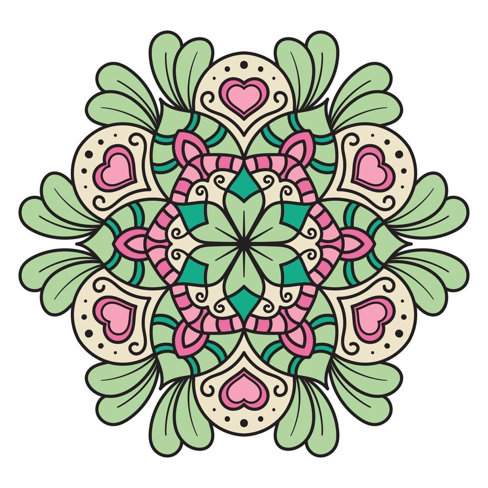 vecteur main tiré griffonnage mandala. coloration mandala. blanc contour floral mandala pour henné, Mehndi, tatouage, et décoration. vecteur illustration.