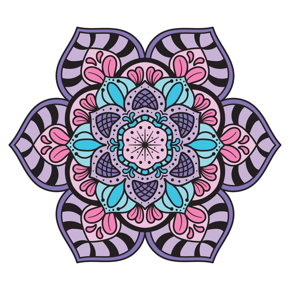 vecteur main tiré griffonnage mandala. coloration mandala. blanc contour floral mandala pour henné, Mehndi, tatouage, et décoration. vecteur illustration.