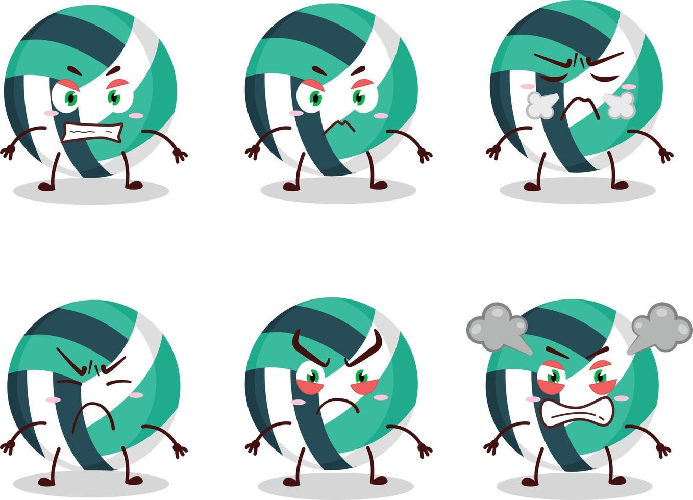 volée Balle dessin animé personnage avec divers en colère expressions vecteur
