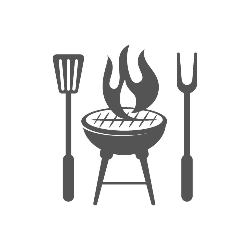 barbecue, feu, spatule, gabarit, vecteur, badge, conception, isolé vecteur