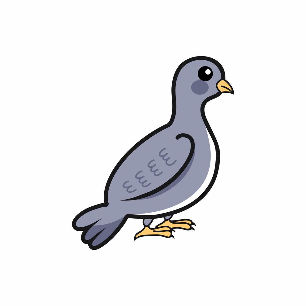 mignonne Pigeon sur blanc Contexte. vecteur illustration pour enfant. griffonnage style oiseau.